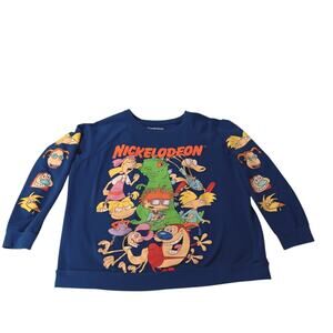 VINTAGE 90s NICKELODEON Sweatshirt Top Youth 2X Cartoon Wornin Pop Culture 1990s